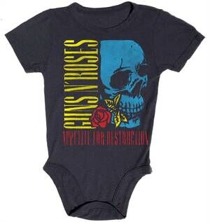NEW ROWDY SPROUT kid's guns n' roses onesie in black
